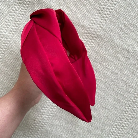 J.Crew Red Satin Knotted Headband Preppy Blair Waldorf Carolyn Bessette - Picture 4 of 4